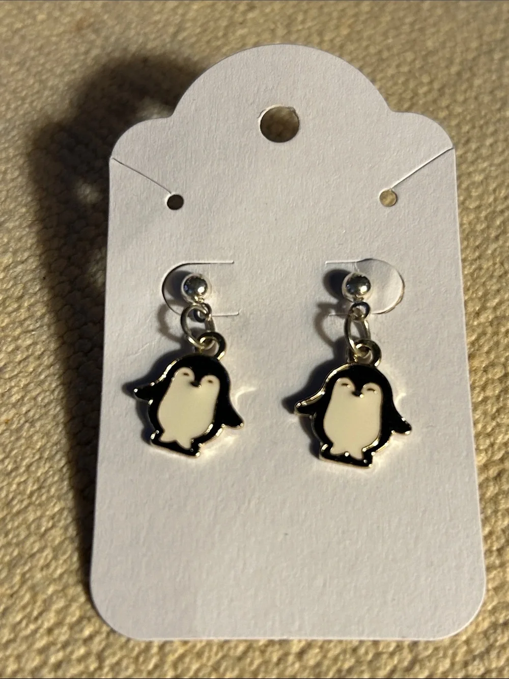 Cute Penguin Dangle Earrings for Kids - Black & White